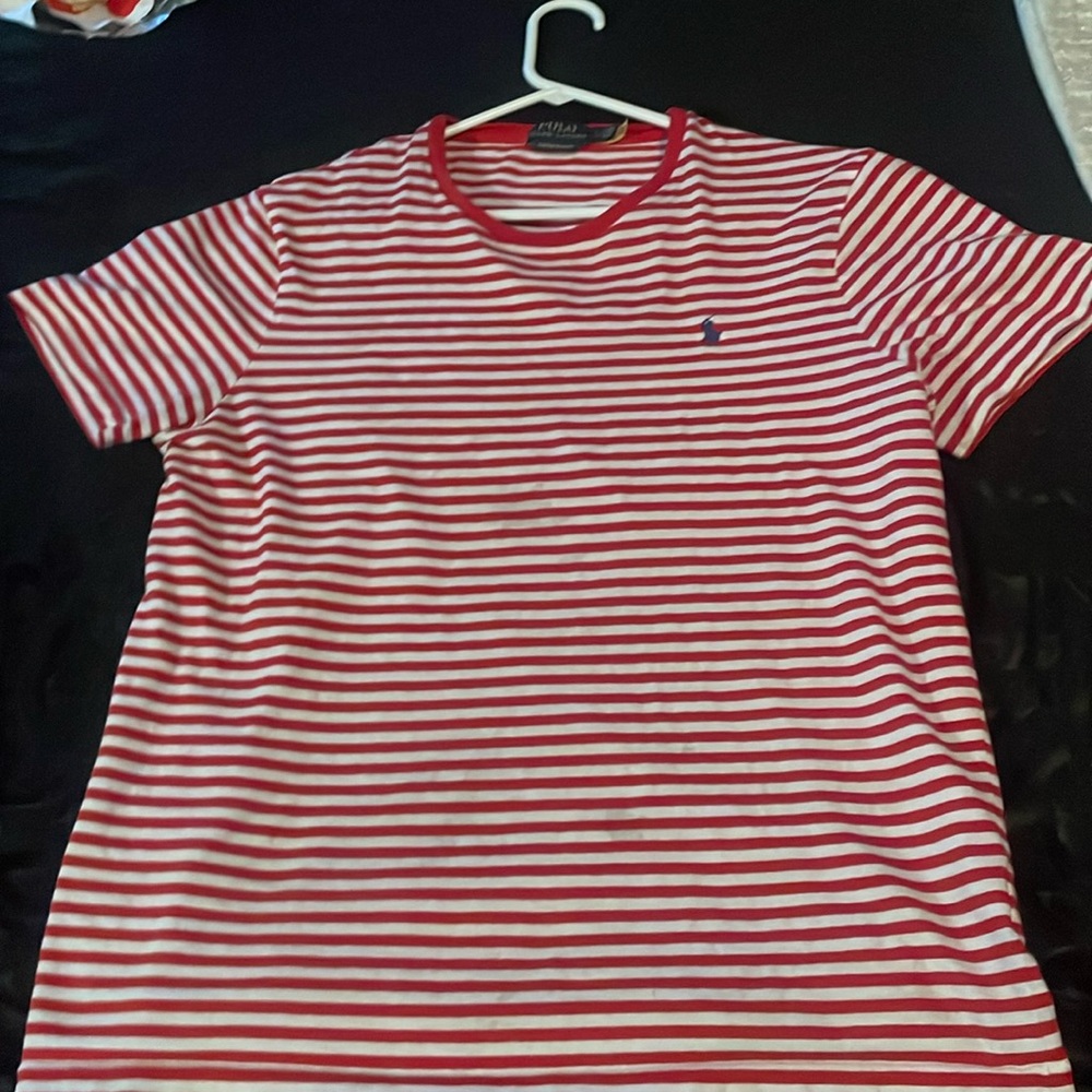 Red and white striped polo Ralph Lauren shirt size L